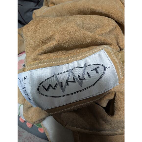 WINLIT! LUXE FAWN BEIGE/TAN GENUINE SUEDE LEATHER SHERPA, HOODIE COAT! SZ M - Picture 11 of 16